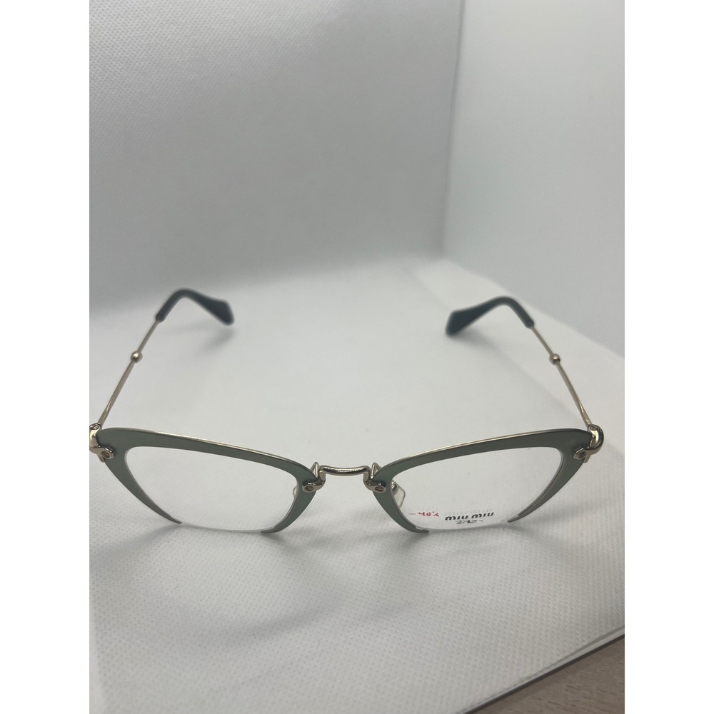 Miu Miu VMU54O Cat Eye Glasses‎ Frames Designer Eyeglasses Gold Green Womens